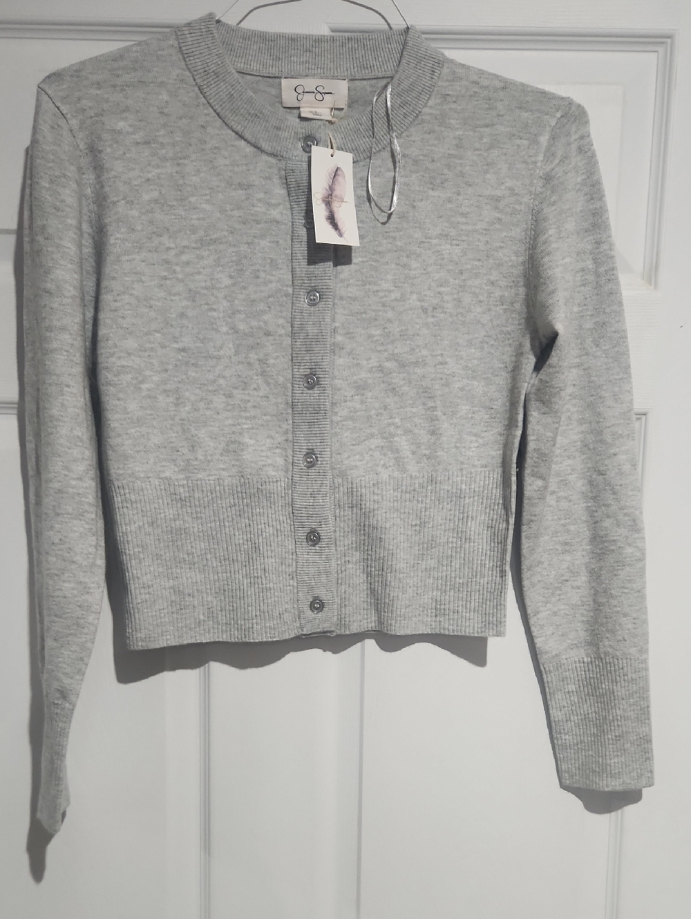 Jessica Simpson Gray Ribbed Knit Top